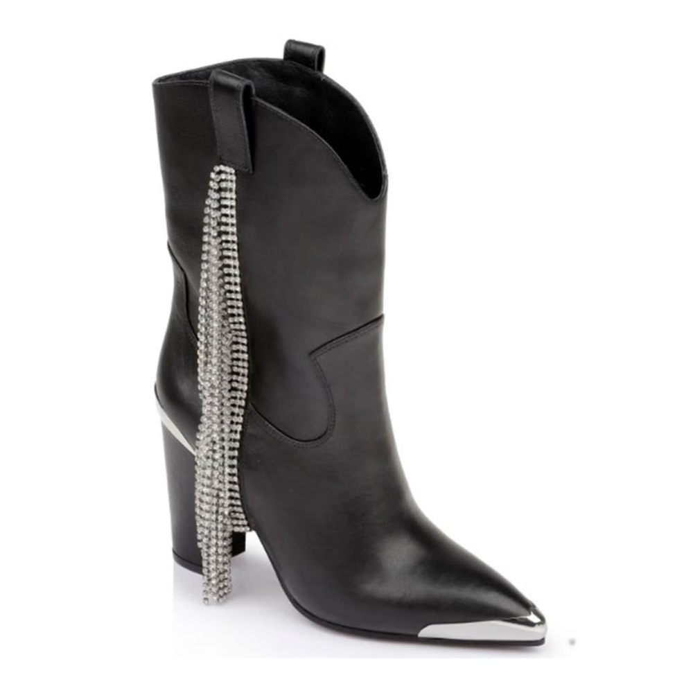 Daniel x Diamond Rhinestone Fringe Stage Coach Country Western Cowboy Boots